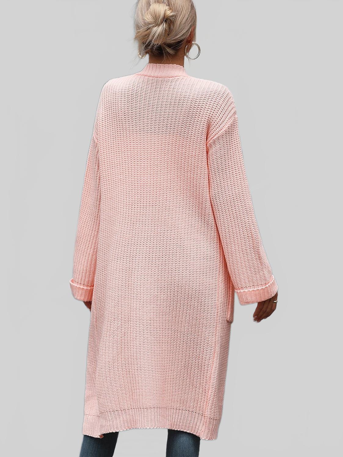 Dropped Shoulder Long Sleeve Cardigan with Pocket nicholesgifts