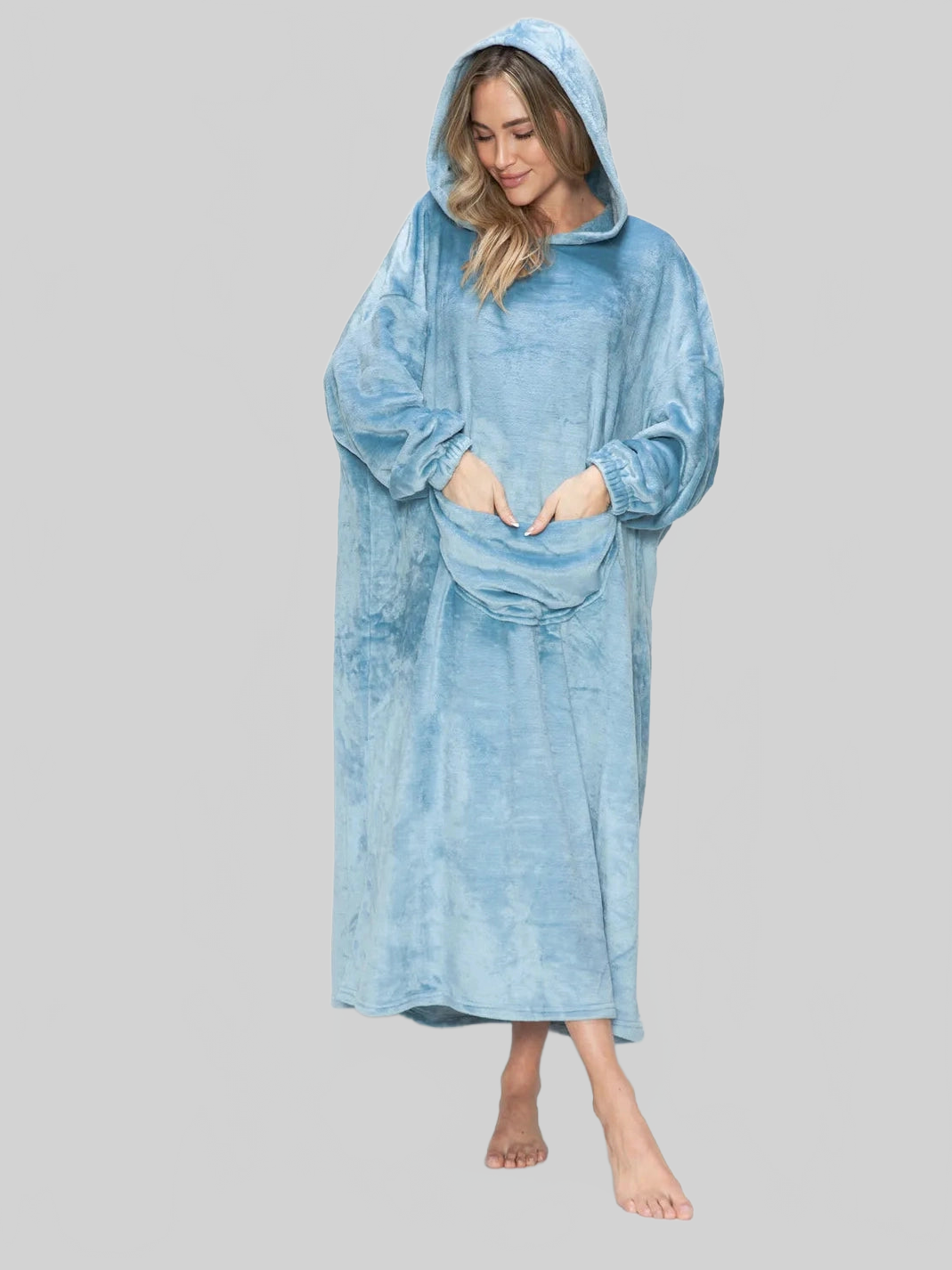 Double Take Full Size Pocketed Hooded Midi Lounge Dress nicholesgifts