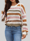 Women Striped Round Neck Hollowed Sweater NicholesGifts