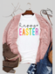 Women Happy Easter Round Neck Short Sleeve T-Shirt nicholesgifts