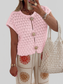 Crochet Short Sleeve Button Front Cardigan nicholesgifts