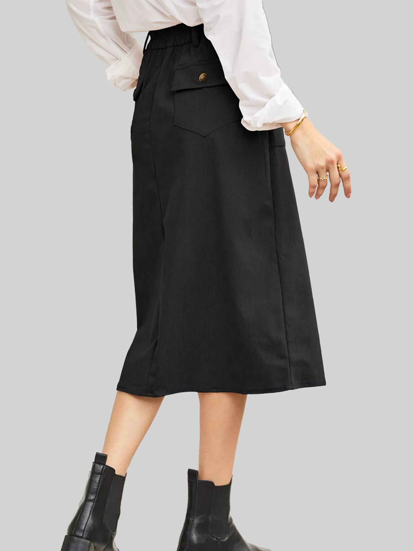 Women Front Slit Shift High Waist Midi Skirt nicholesgifts