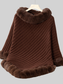 Women Fuzzy Trim Texture Three-Quarter Sleeve Poncho nicholesgifts