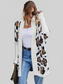 Women Leopard Pattern Fuzzy Cardigan nicholesgifts