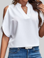 Notched Cold Shoulder Half Sleeve Blouse nicholesgifts