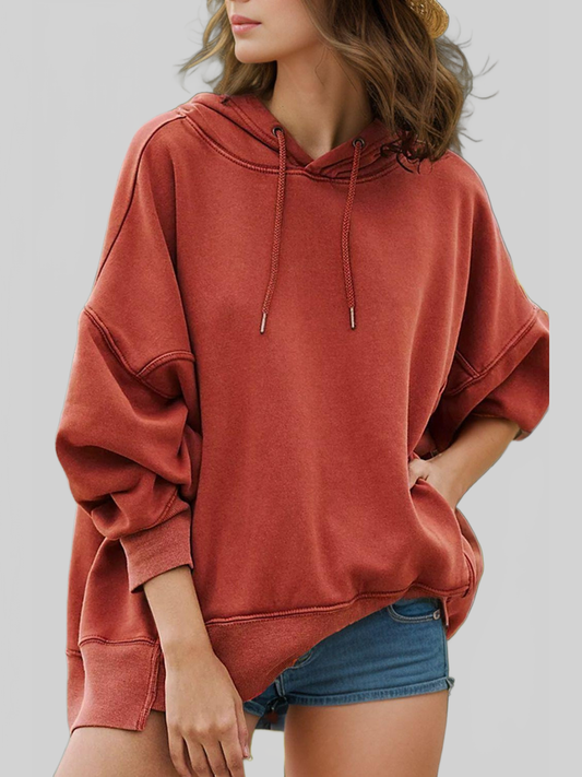 NicholesGifts Women Drawstring Dropped Shoulder Long Sleeve Hoodie NicholesGifts