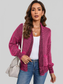 Women Waffle-knit Pocketed Open Front Cardigan nicholesgifts