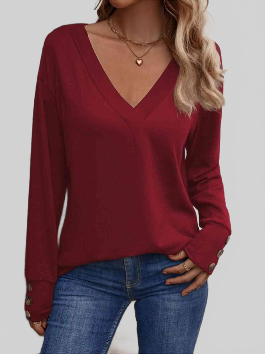 Women V-Neck Long Sleeve Top NicholesGifts
