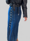 Front Button Slit Midi Denim Skirt nicholesgifts
