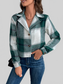 Perfee Plaid Collared Neck Button Up Long Sleeve Jacket nicholesgifts