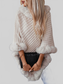 Women Fuzzy Trim Texture Three-Quarter Sleeve Poncho nicholesgifts