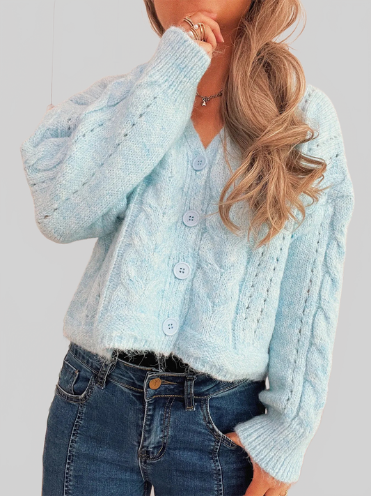 Cable Knit Button-Up Cardigan nicholesgifts