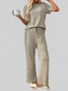 Ribbed Knit Short Sleeve Top and Pants Lounge Set nicholesgifts