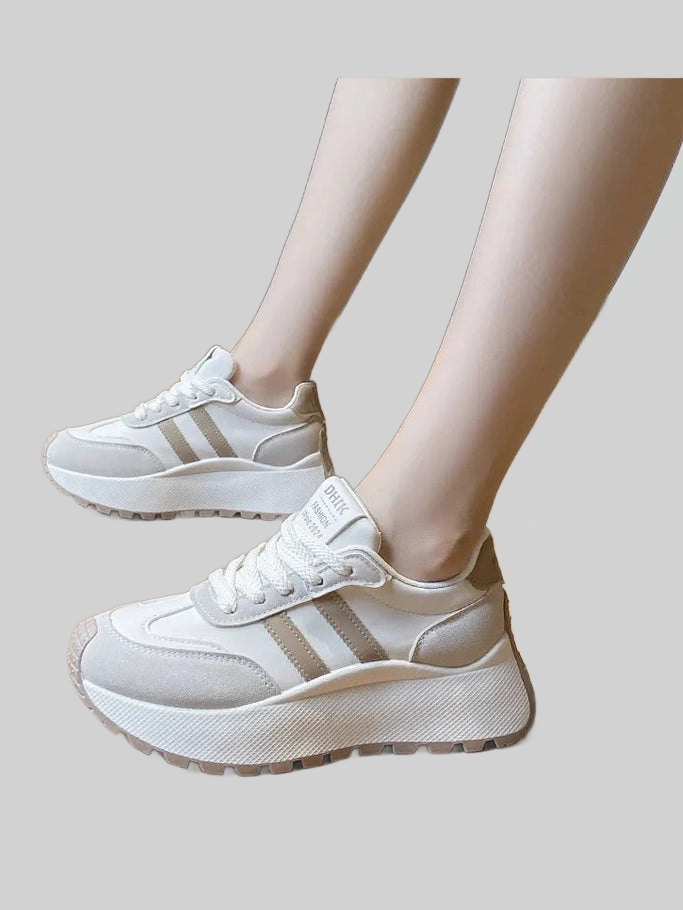 Side Striped Lace Up Platform Athletic Sneakers nicholesgifts