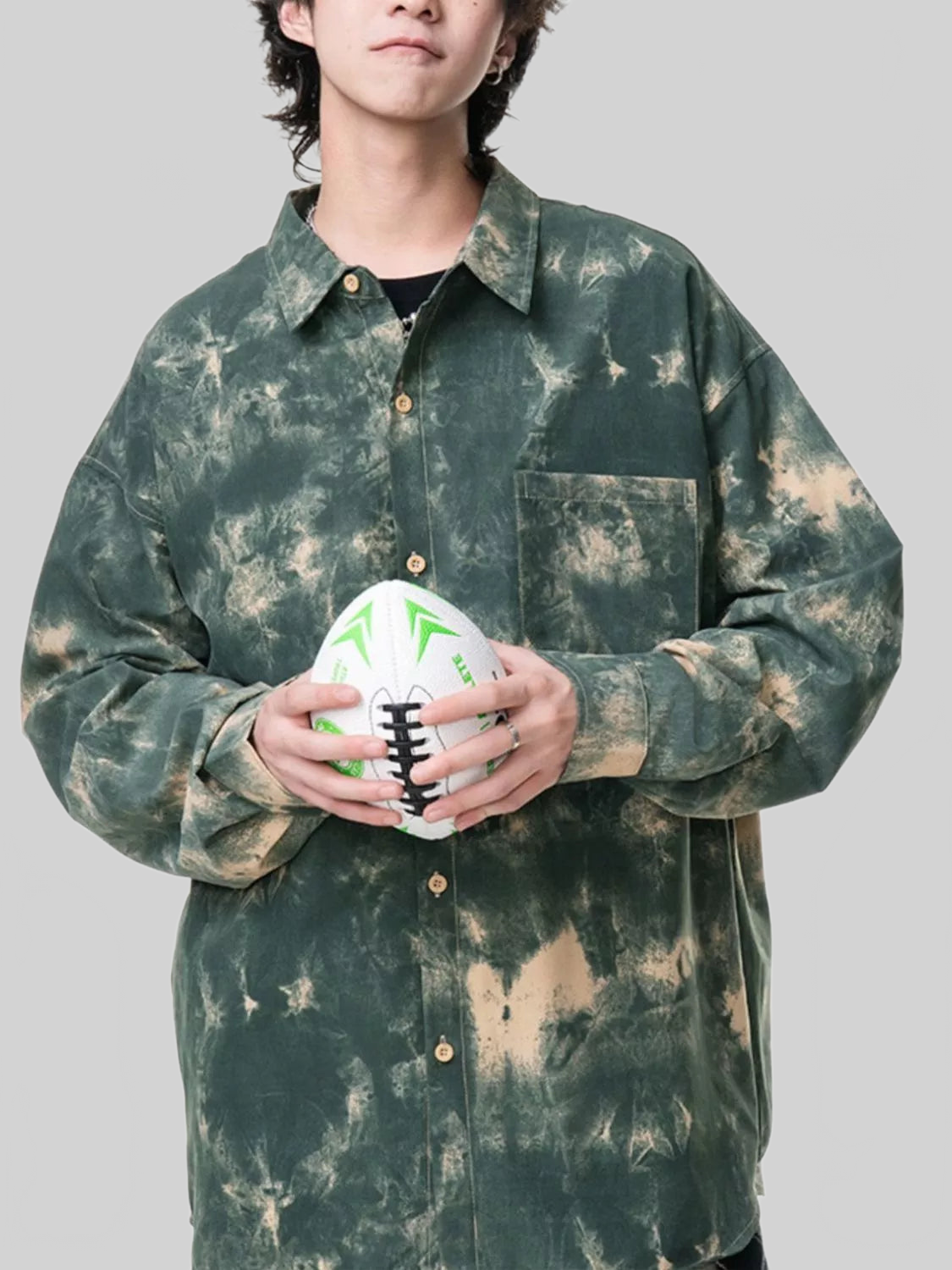 Men's Plus Size Tie-Dye Button-Up Shirt nicholesgifts