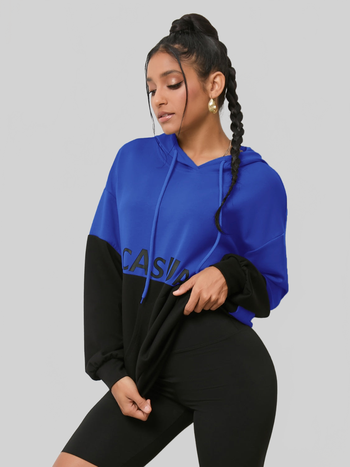 Women Casual Graphic Two-Tone Long Sleeve Hoodie NicholesGifts