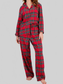 Plaid Collared Neck Button Up Top and Pants Lounge Set nicholesgifts