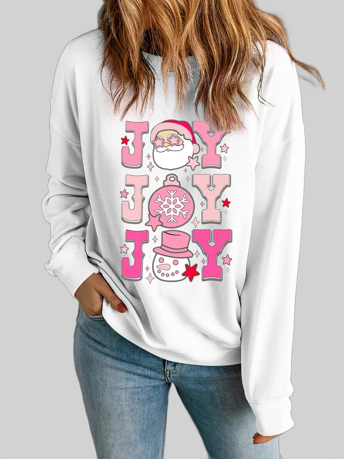 JOY Round Neck Long Sleeve Sweatshirt NicholesGifts