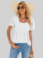 Women Eyelet Square Neck Flutter Sleeve Blouse nicholesgifts