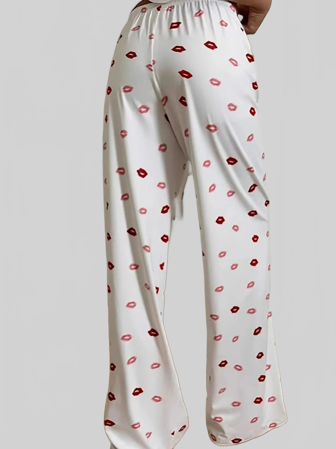 Women Lips Print Wide Leg Pants nicholesgifts