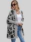Women Leopard Pattern Fuzzy Cardigan nicholesgifts