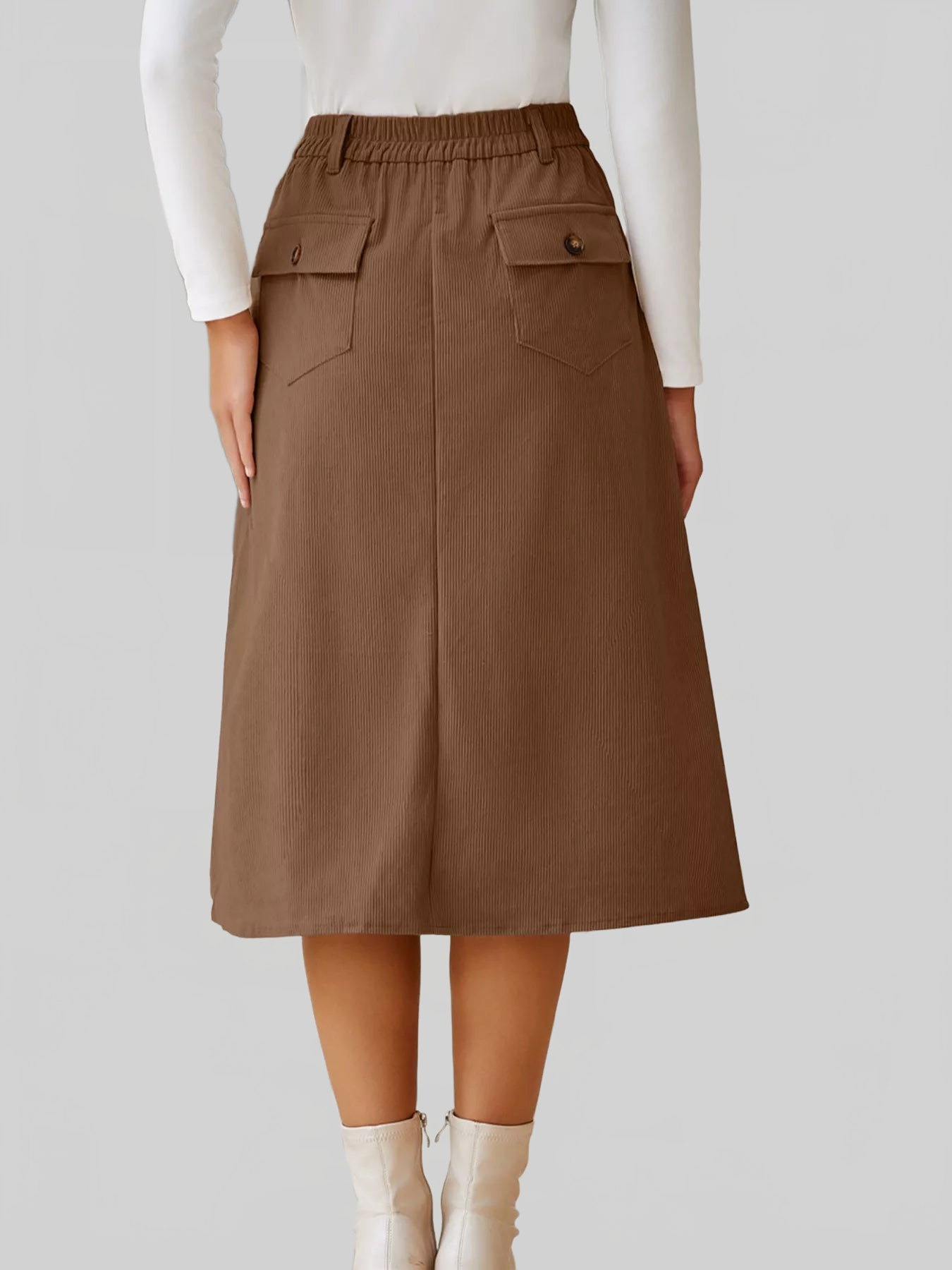 Women Front Slit Shift High Waist Midi Skirt nicholesgifts
