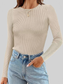 Ribbed Knit Slim Fit Long Sleeve T-Shirt nicholesgifts