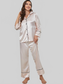 Contrast Piping Button-Up Top and Pants Pajama Set nicholesgifts