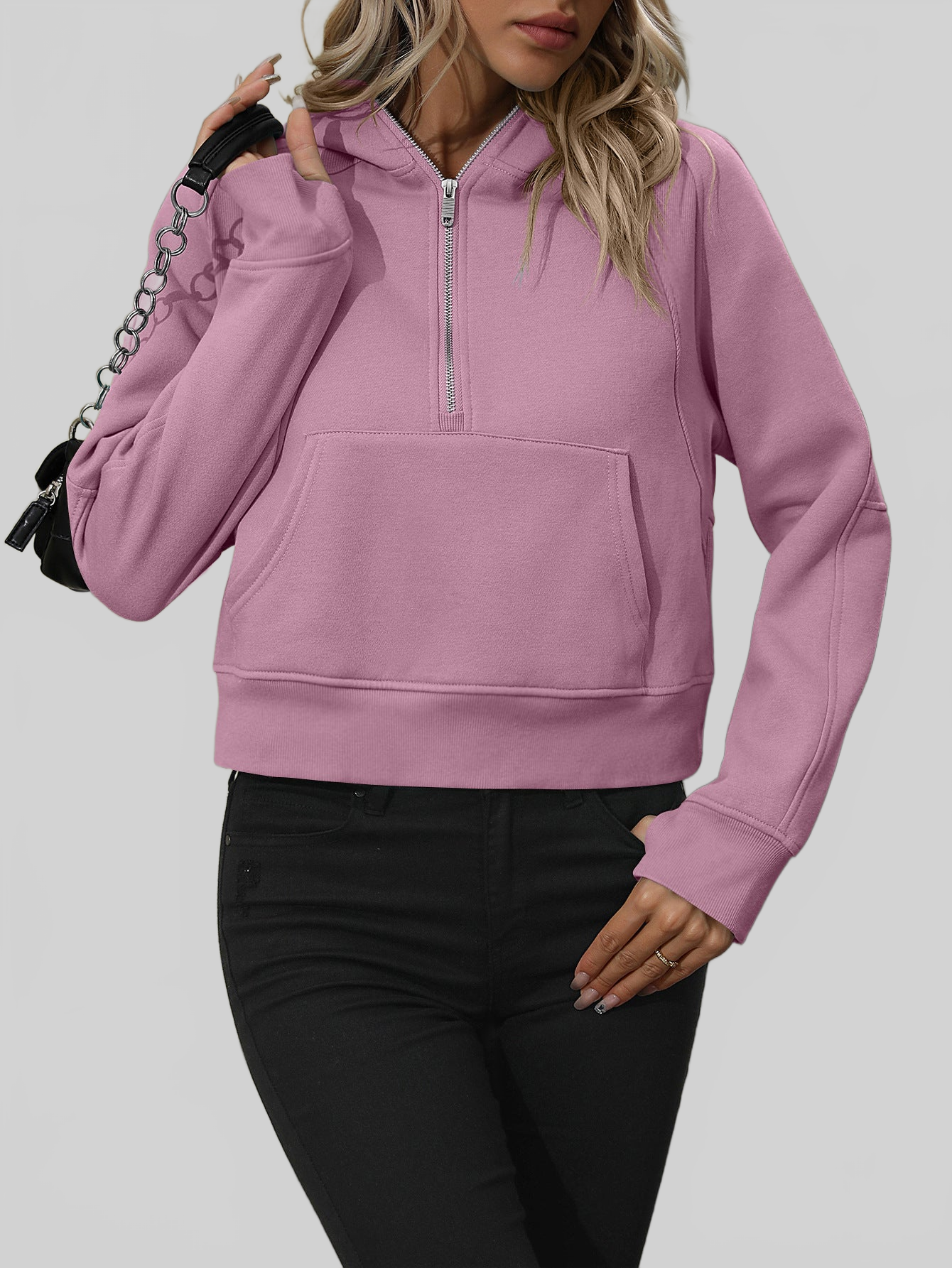 NicholesGifts Women Mandy Zip-Up Raglan Sleeve Hoodie with Pocket NicholesGifts