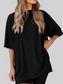 Full Size Oversized Slit Round Neck Top and Shorts Lounge Set Plus Size nicholesgifts