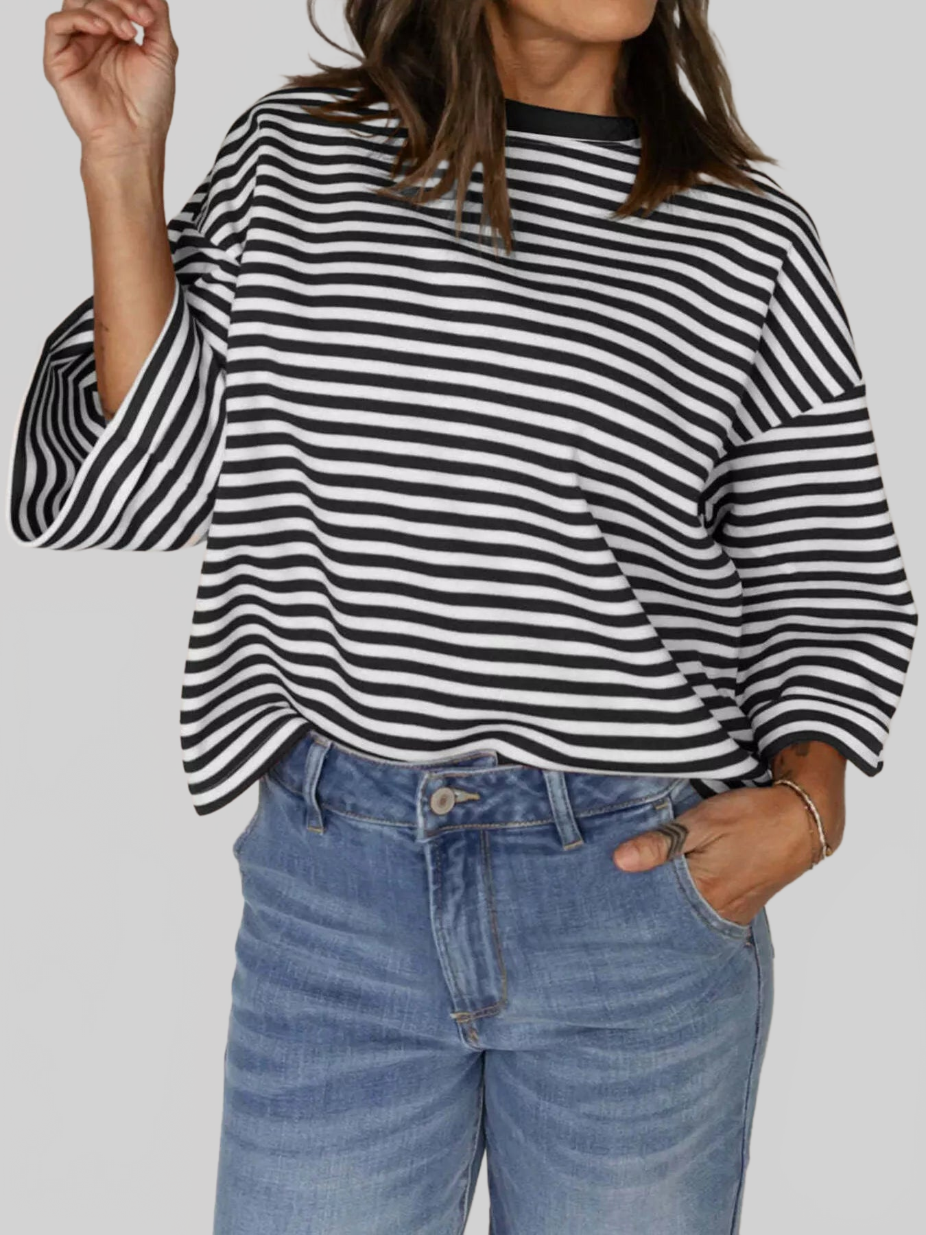 Striped Back Bow Tie T-Shirt nicholesgifts