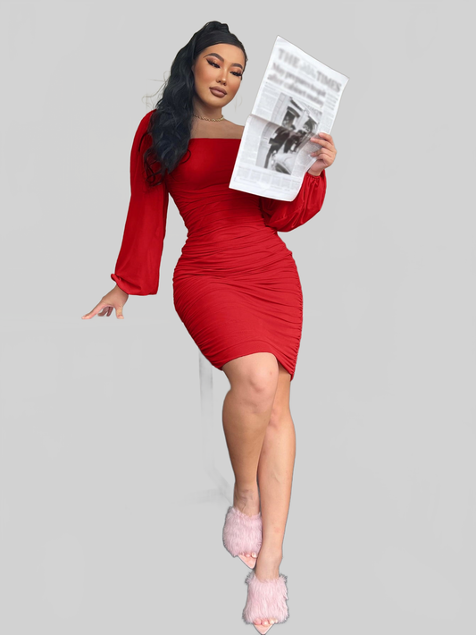 Zip-Back Ruched Bodycon Dress nicholesgifts