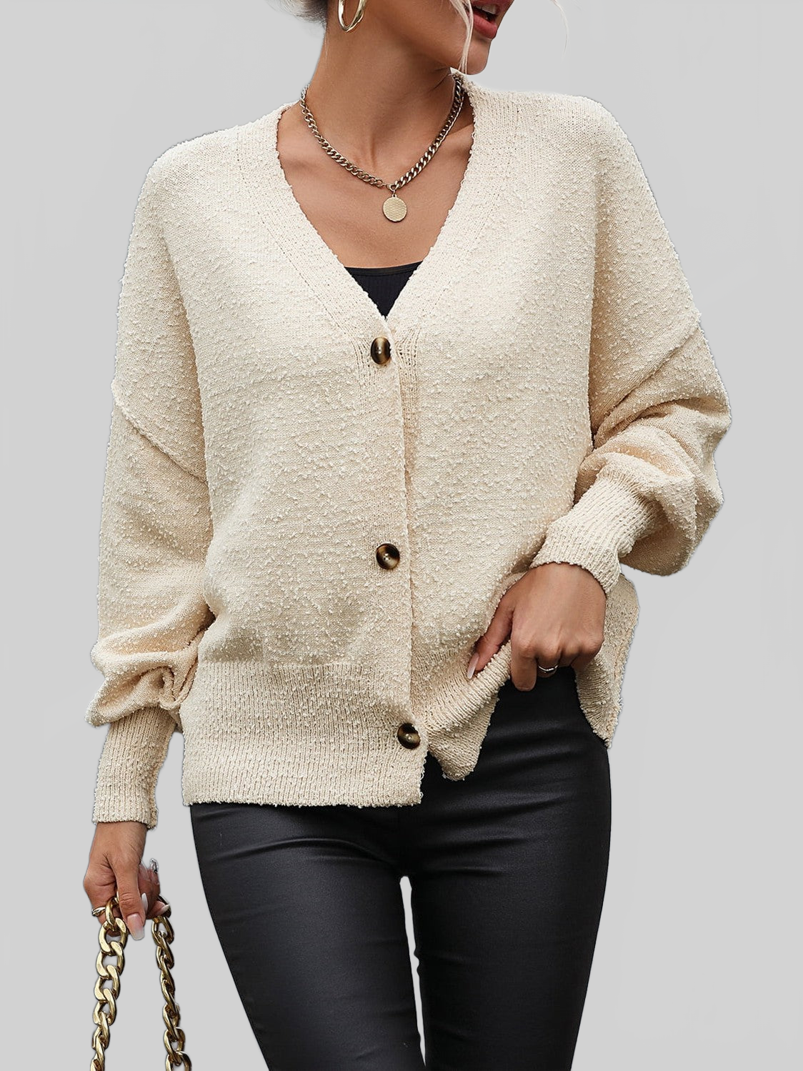 Button-Up Dropped Shoulder Cardigan Trendsi