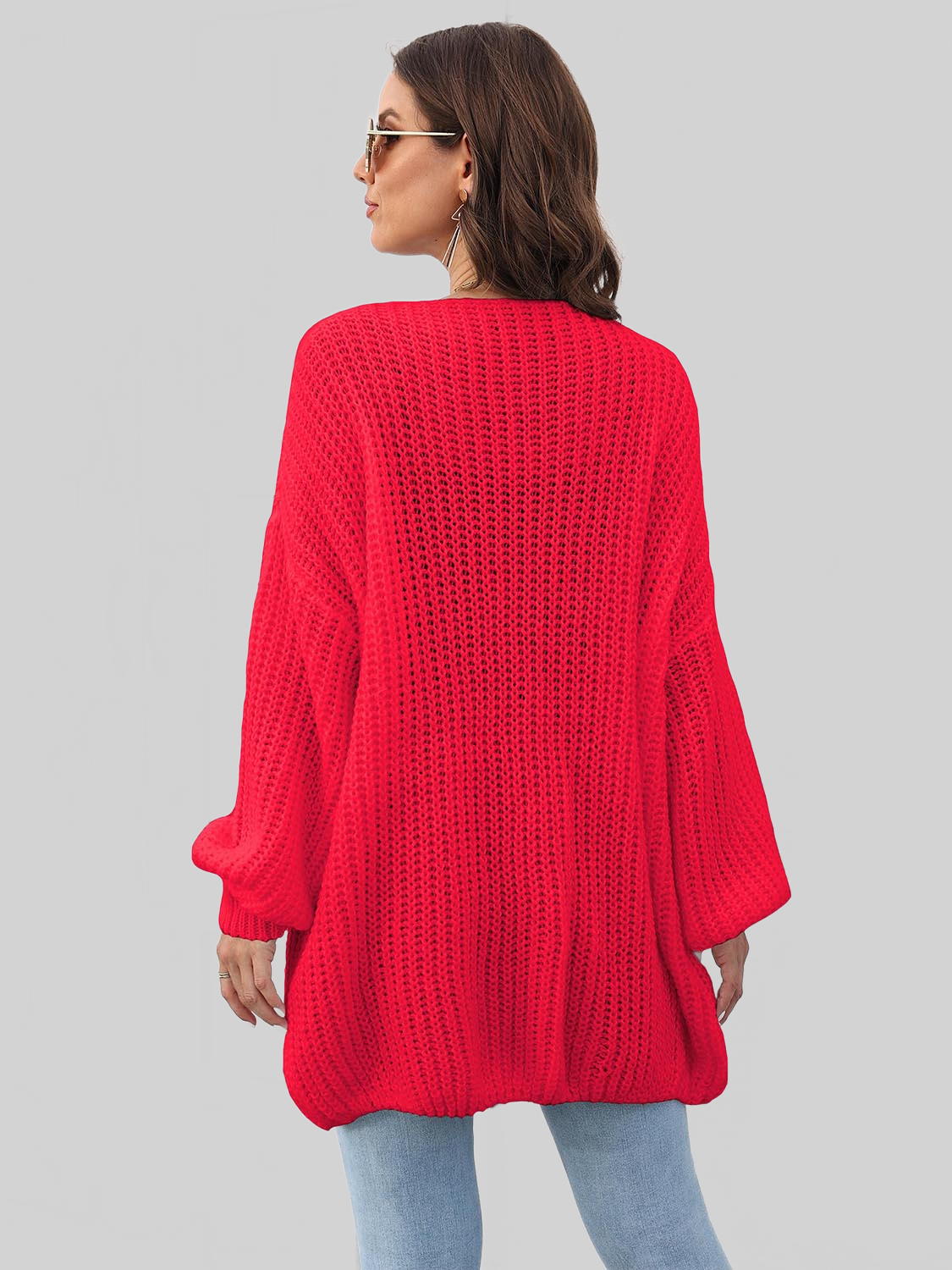Women Open Front Dropped Shoulder Longline Cardigan nicholesgifts
