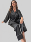 Contrast Piping Button-Up Top and Pants Pajama Set nicholesgifts