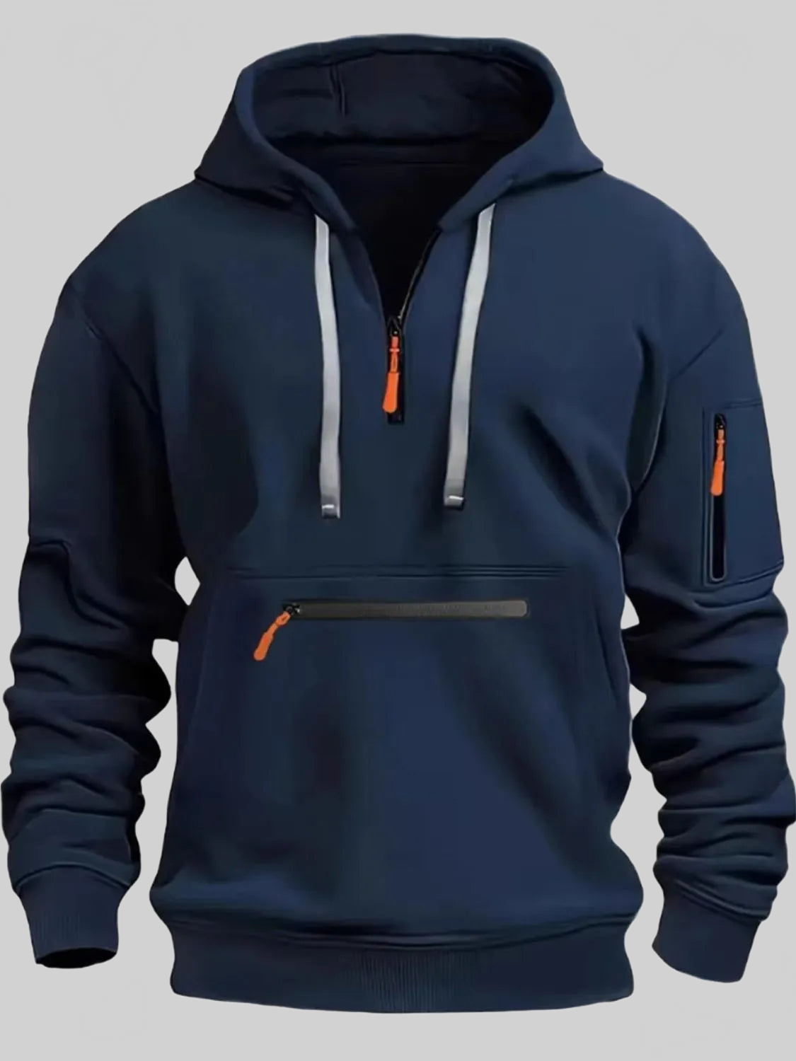 Men's Full Size Half Zip Long Sleeve Hoodie Plus Size nicholesgifts