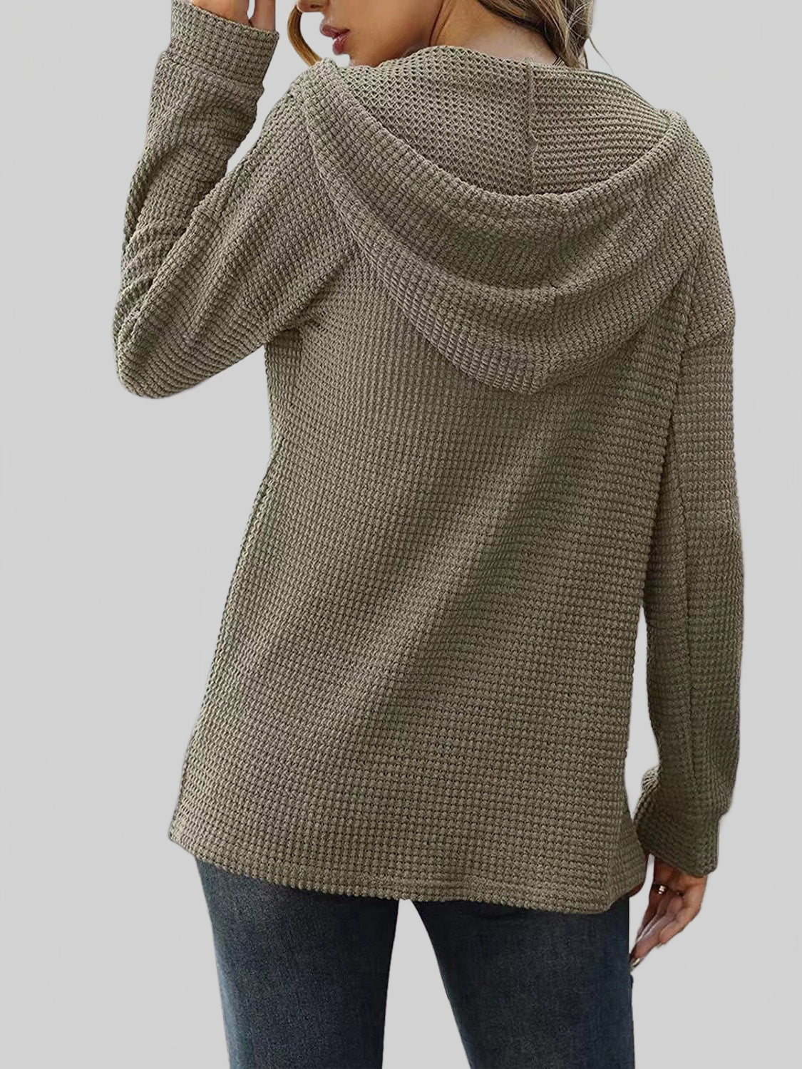 Half Button Up Drawstring Hoodie NicholesGifts