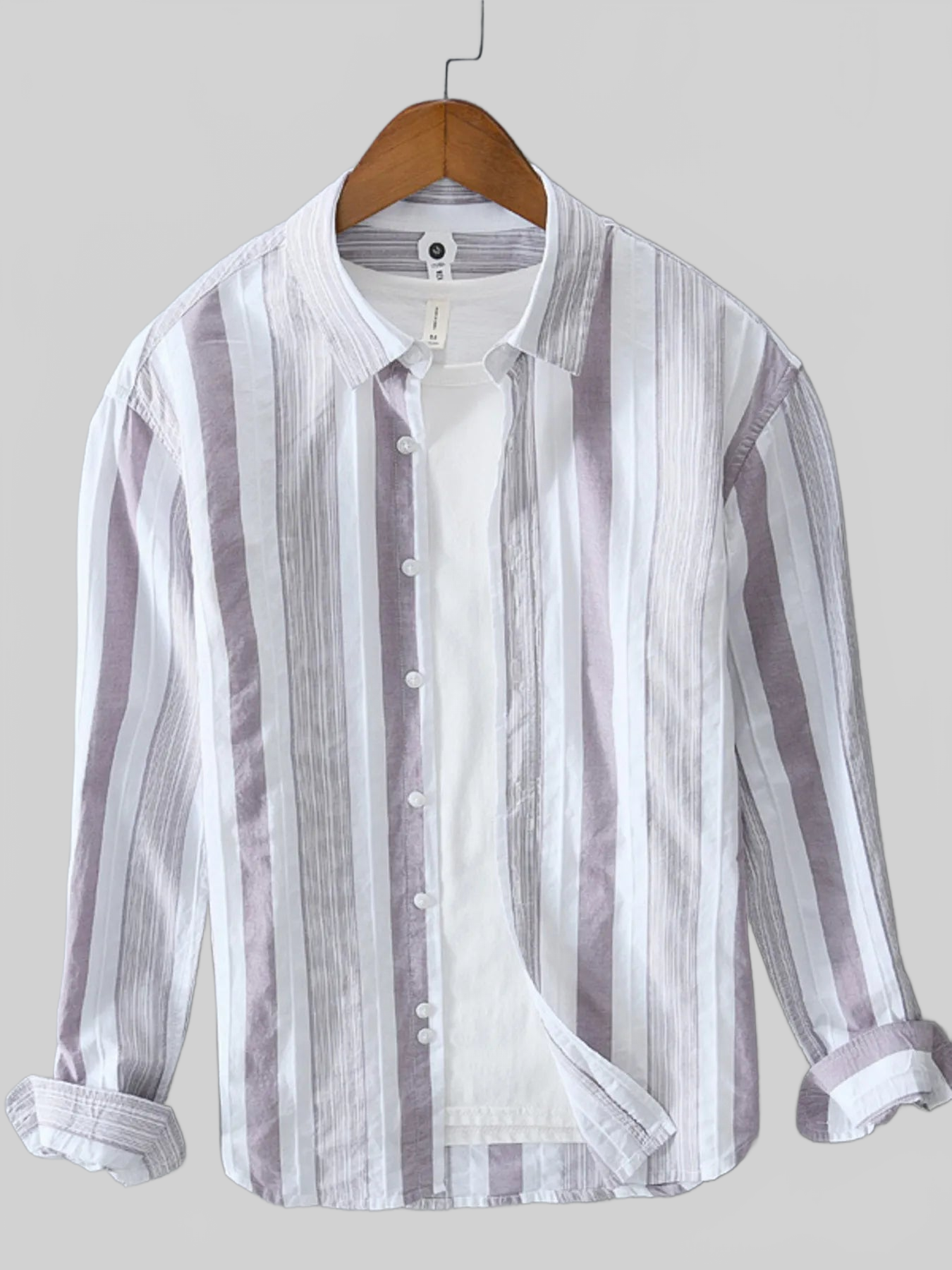 Men's Plus Size Striped Button Up Long Sleeve Shirt nicholesgifts
