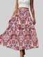 Smocked Printed High Waist Skirt nicholesgifts