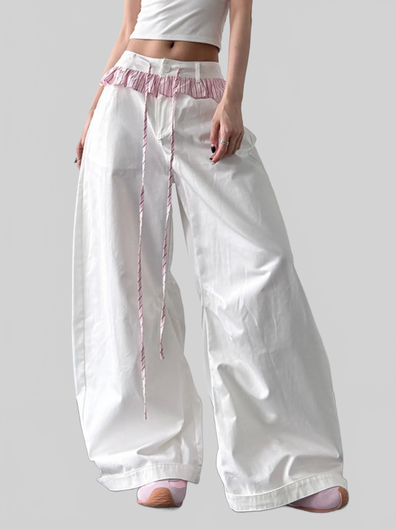 Women Wide Leg Drawstring Casual Pants nicholesgifts