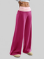 Women Contrast Waistband Wide Leg Pants nicholesgifts