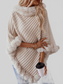 Women Fuzzy Trim Texture Three-Quarter Sleeve Poncho nicholesgifts