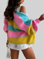 Women Color Block Drop Shoulder Cardigan Sweater NicholesGifts