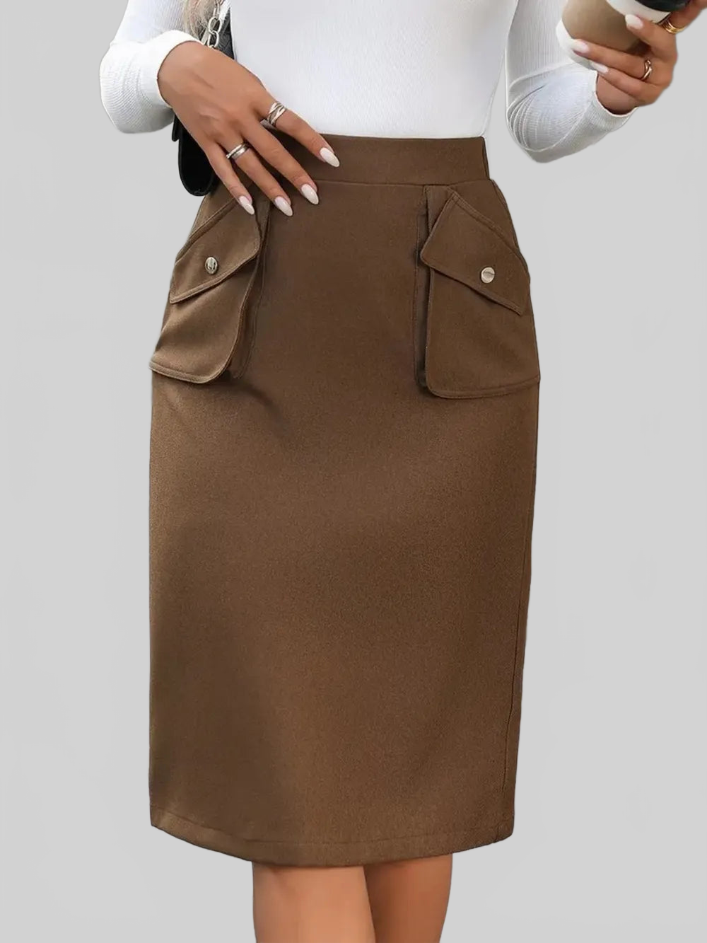 Elastic Waist Skirt with Pockets nicholesgifts