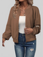 Textured Zip Up Baseball Collar Jacket nicholesgifts