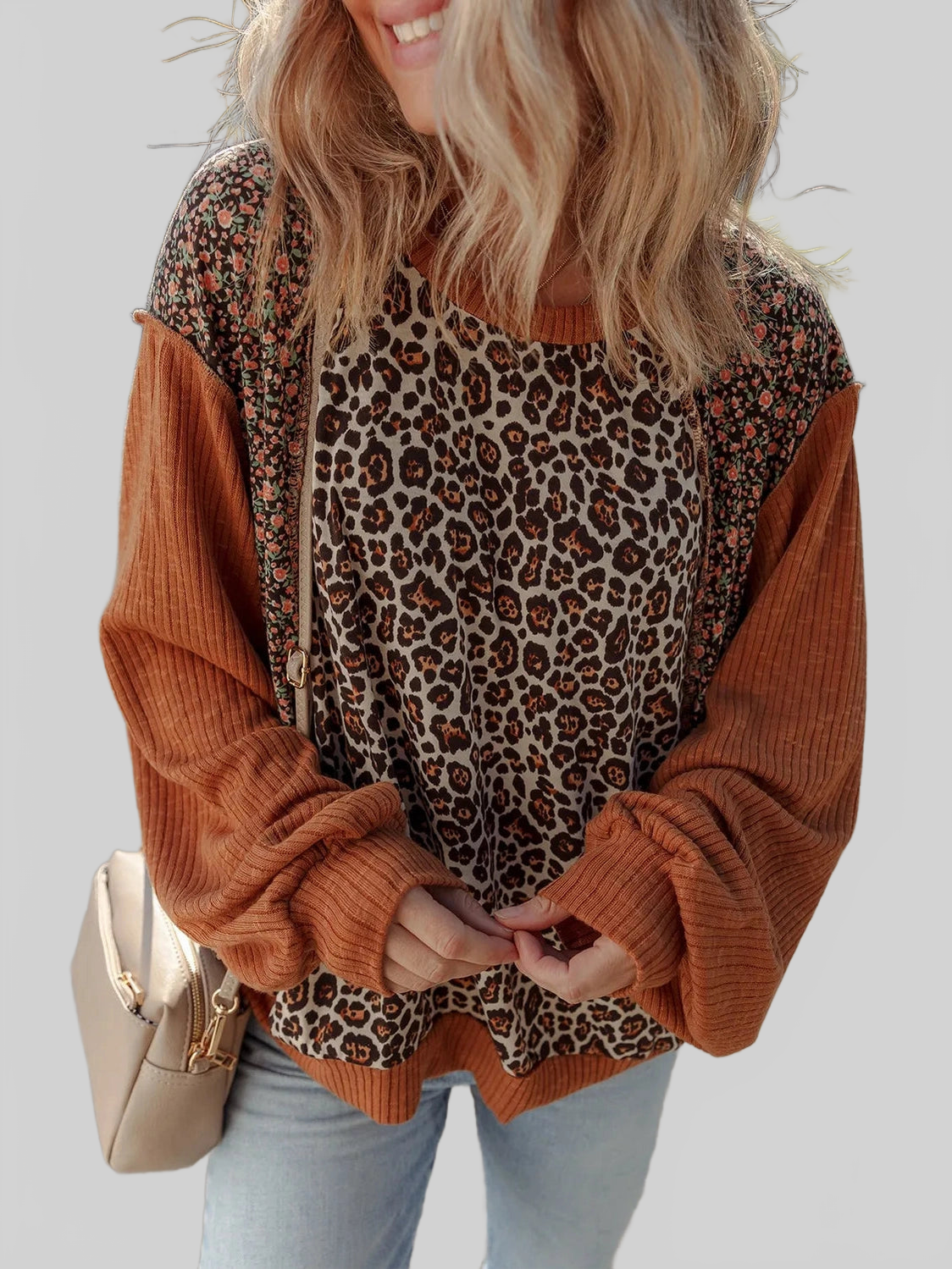 Leopard Print Long Sleeve Sweatshirt nicholesgifts