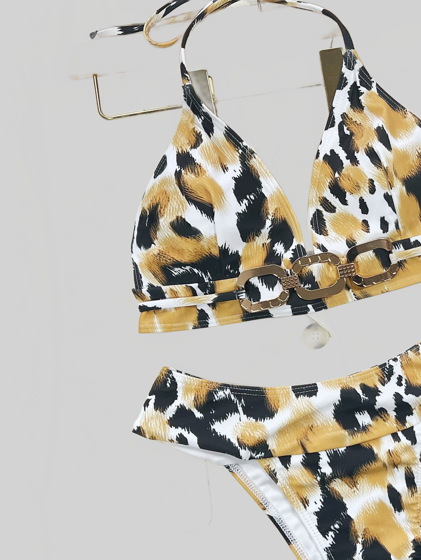 Women Animal Print Halter Neck Bikini Set nicholesgifts