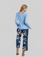 Round Neck Top and Printed Pants Lounge Set nicholesgifts