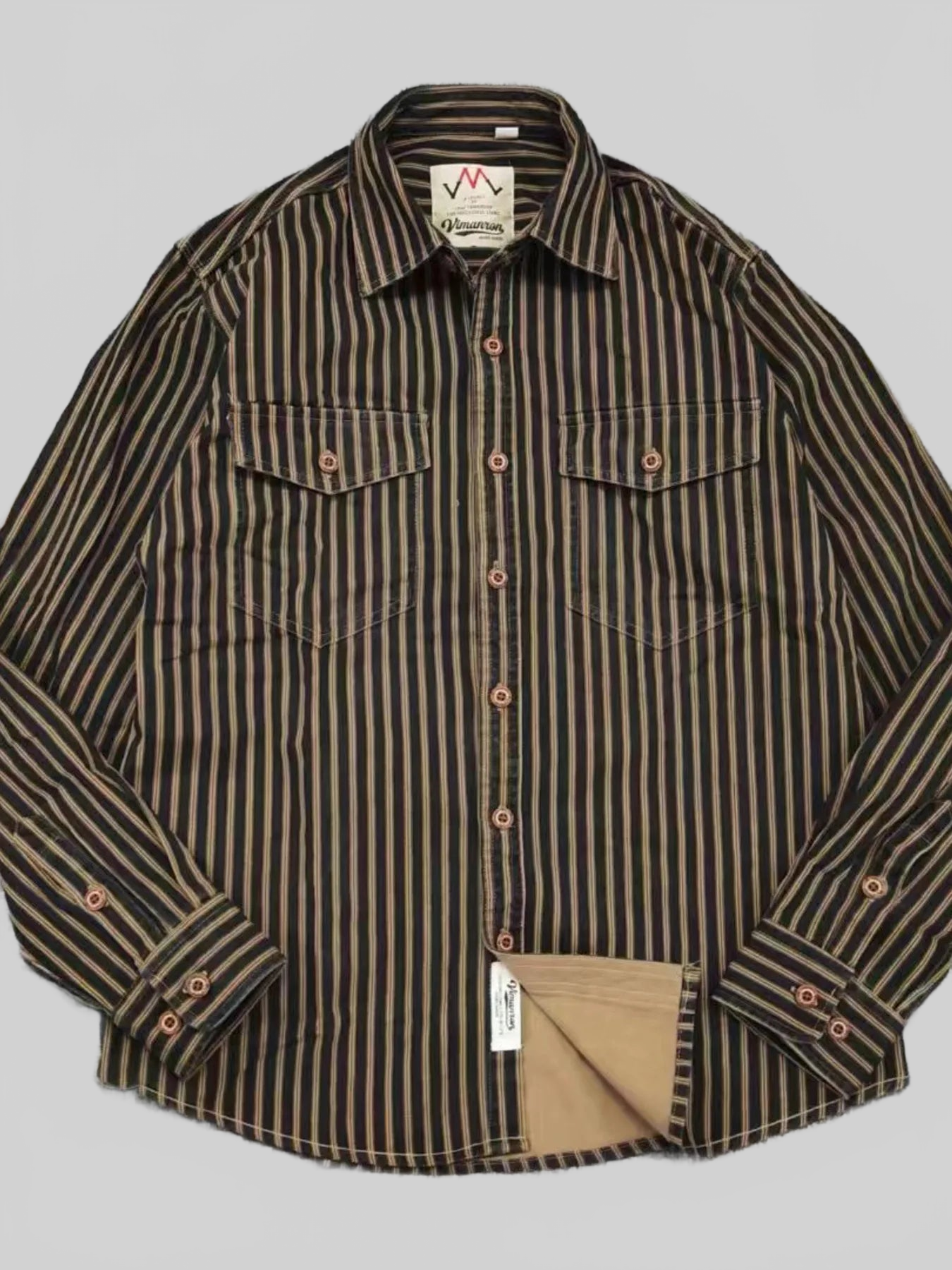 Men's Plus Size Striped Button Up Long Sleeve Shirt nicholesgifts
