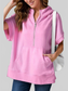 Women Half Zip Short Sleeve Hoodie nicholesgifts